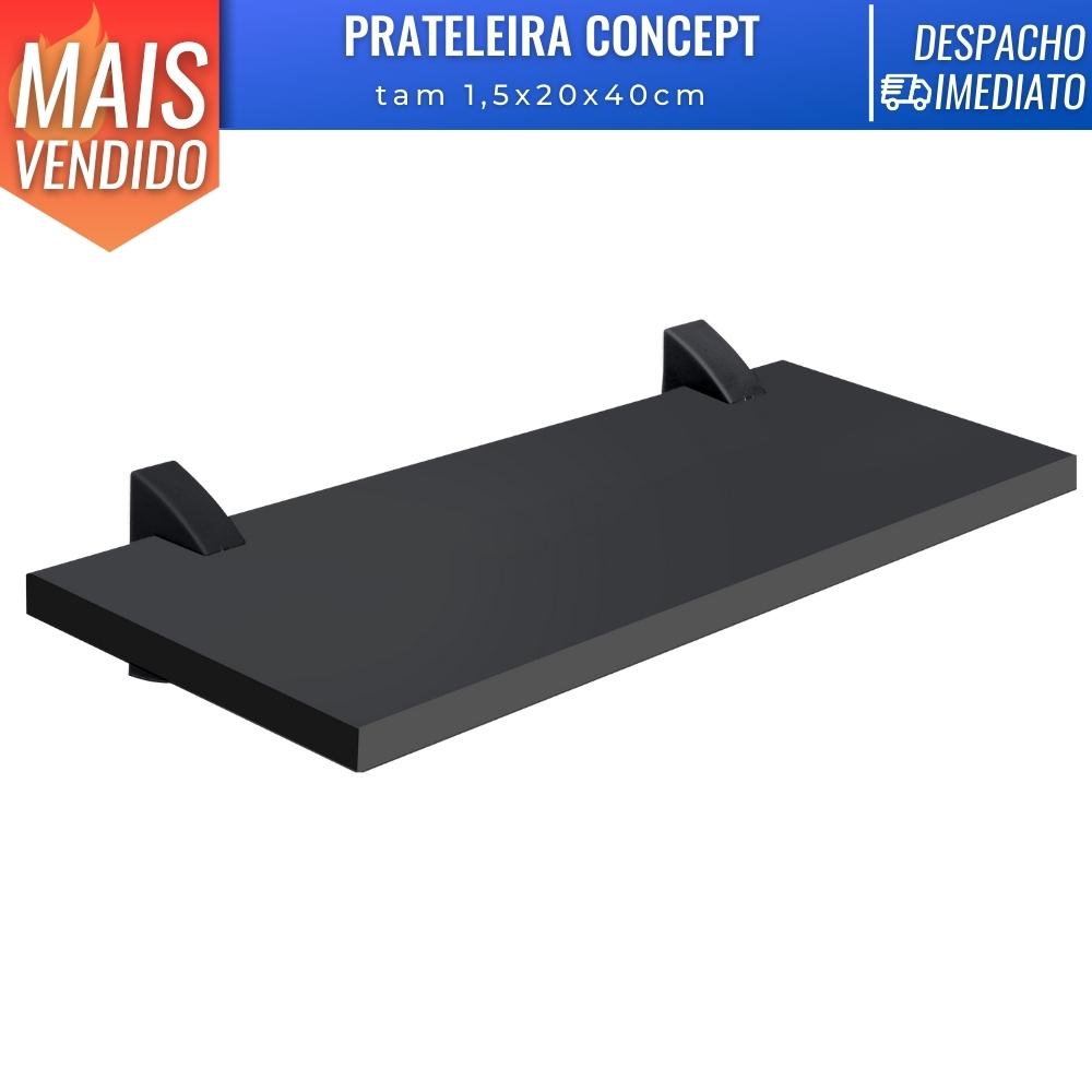 Prateleira Concept Reta c/ Suporte p/ Quarto Sala (1,5x20x40cm)