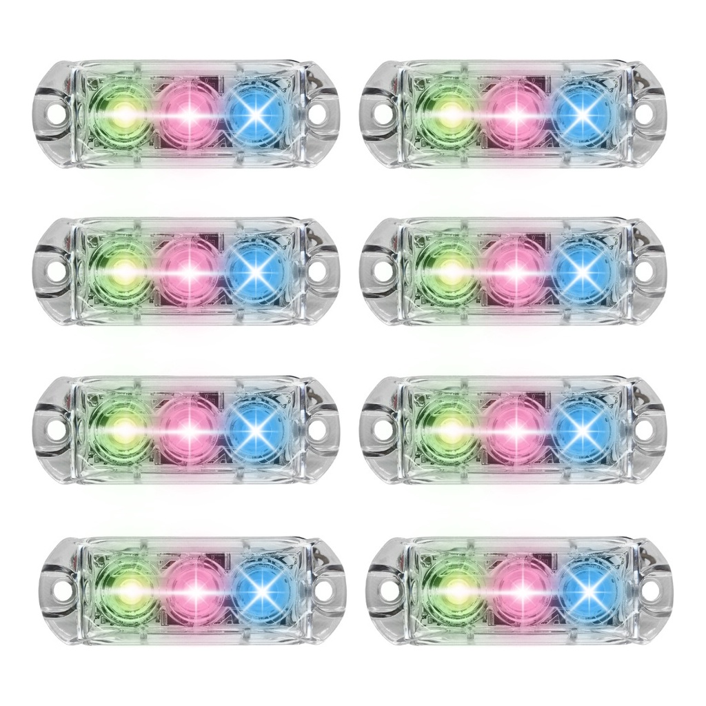 Kit 8 Farol RGB AJK 3 Leds 6W em Oferta na Shopee