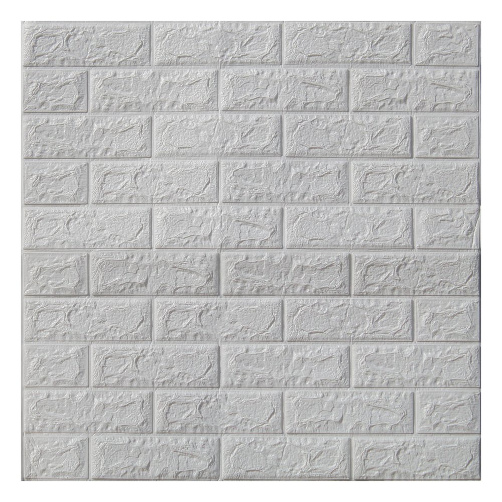 Kit 2 Painel 3D Adesivo Tijolinho Branco Alto Relevo 70x80cm
