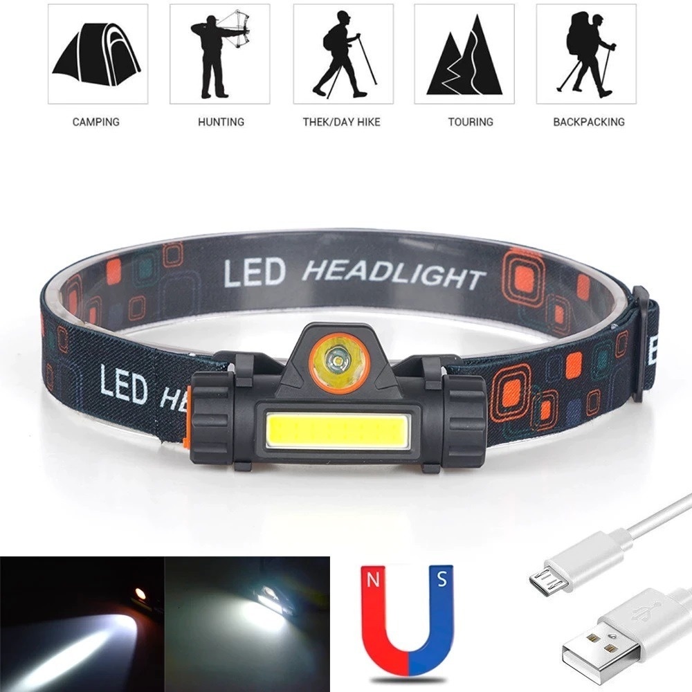Lanterna Cabeça Capacete Recarregavel Led T6 + 1 Led 2 Em 1 -A em Oferta na Shopee