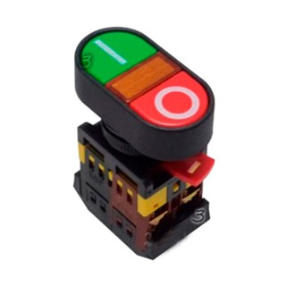 Botão de Comando Elétrico Duplo com Iluminação Na + Nf sem Trava