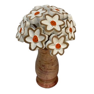 Vaso Buquê de Flores de Madeira em Oferta na Shopee
