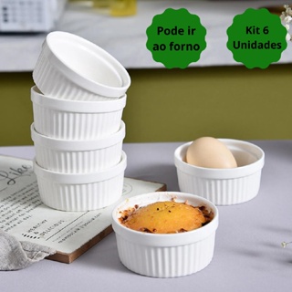 Kit 6 Ramequins Porcelana Premium 200ml Branco para Souflé Creme Brûlée Molhos Forno e Mesa Posta em Oferta na Shopee
