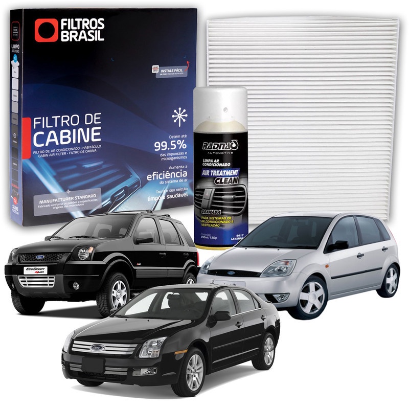 Filtro de Cabine para Ar Condicionado Cruze e Fiesta + Higienizador Limpa Ar Tipo Granada