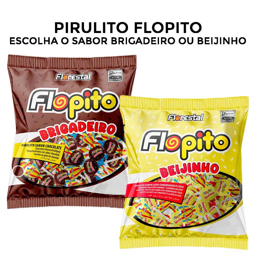 Pirulito Flopito Brigadeiro e Beijinho Escolha o Sabor 500g - Florestal em Oferta na Shopee