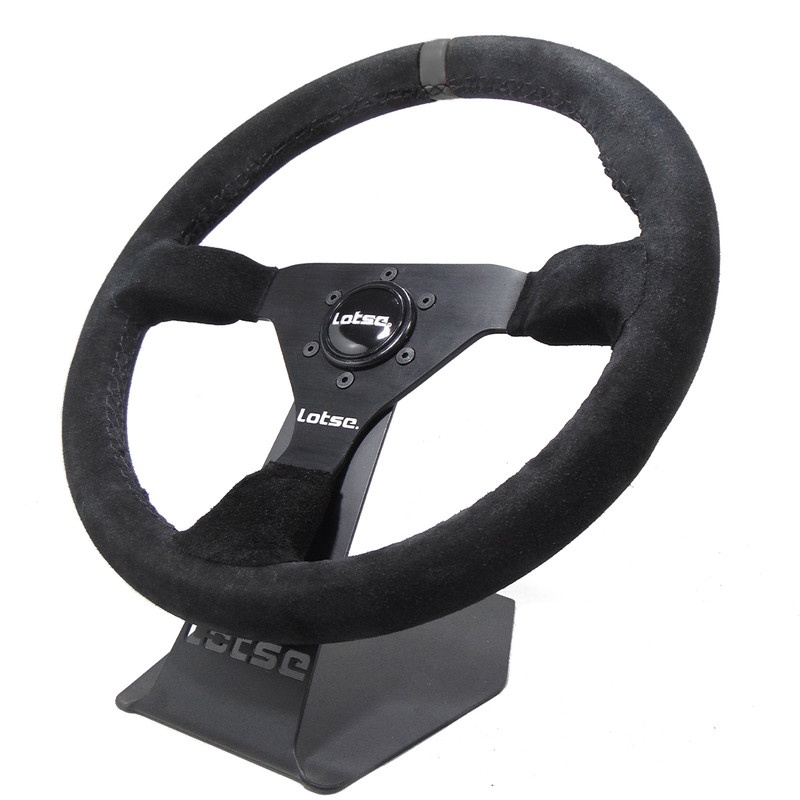 Volante Esportivo Lotse Gt330 ( Camurça Preta /  Tarja Preta ) em Oferta na Shopee