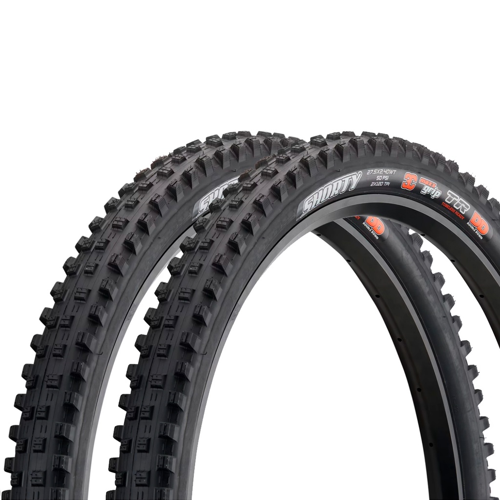 Kit 2 Pneus Maxxis Shorty 27.5X2.40Wt Dobrável Kevlar 3cg/dd/tr Preto