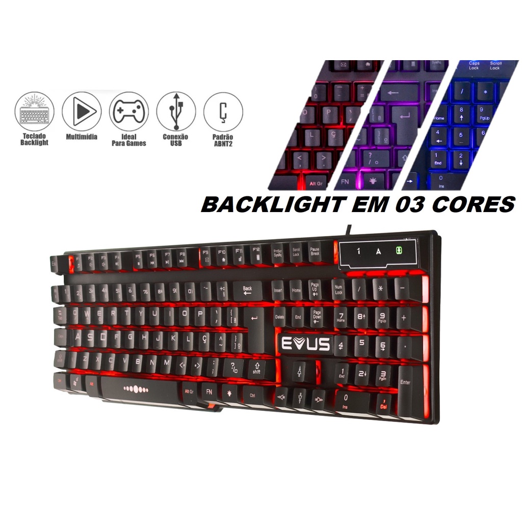 Teclado Semi Mecanico Com LED 03 Cores Anti Ghosting 107 Teclas Removivel