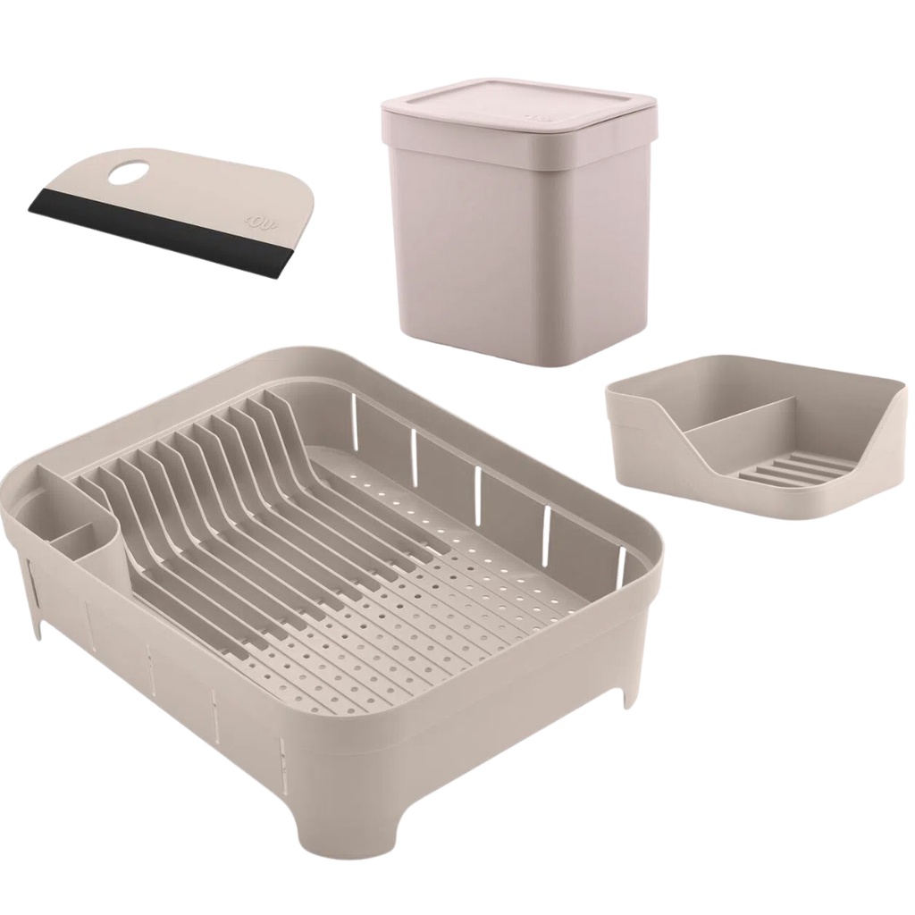 Kit Organizador de Pia Bancada Cozinha 4pcs Escorredor Louças Porta Detergente Lixeira e Rodinho Ou - Home & Living