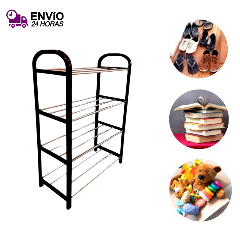 Sapateira Organizadora 4 Andar Sapateiro Multiuso 8 Pares Organizador Para Calçados Sapateira Prateleira Chinelo Slide Sandalha Pantufas Inverno Roupa Organizador Bota