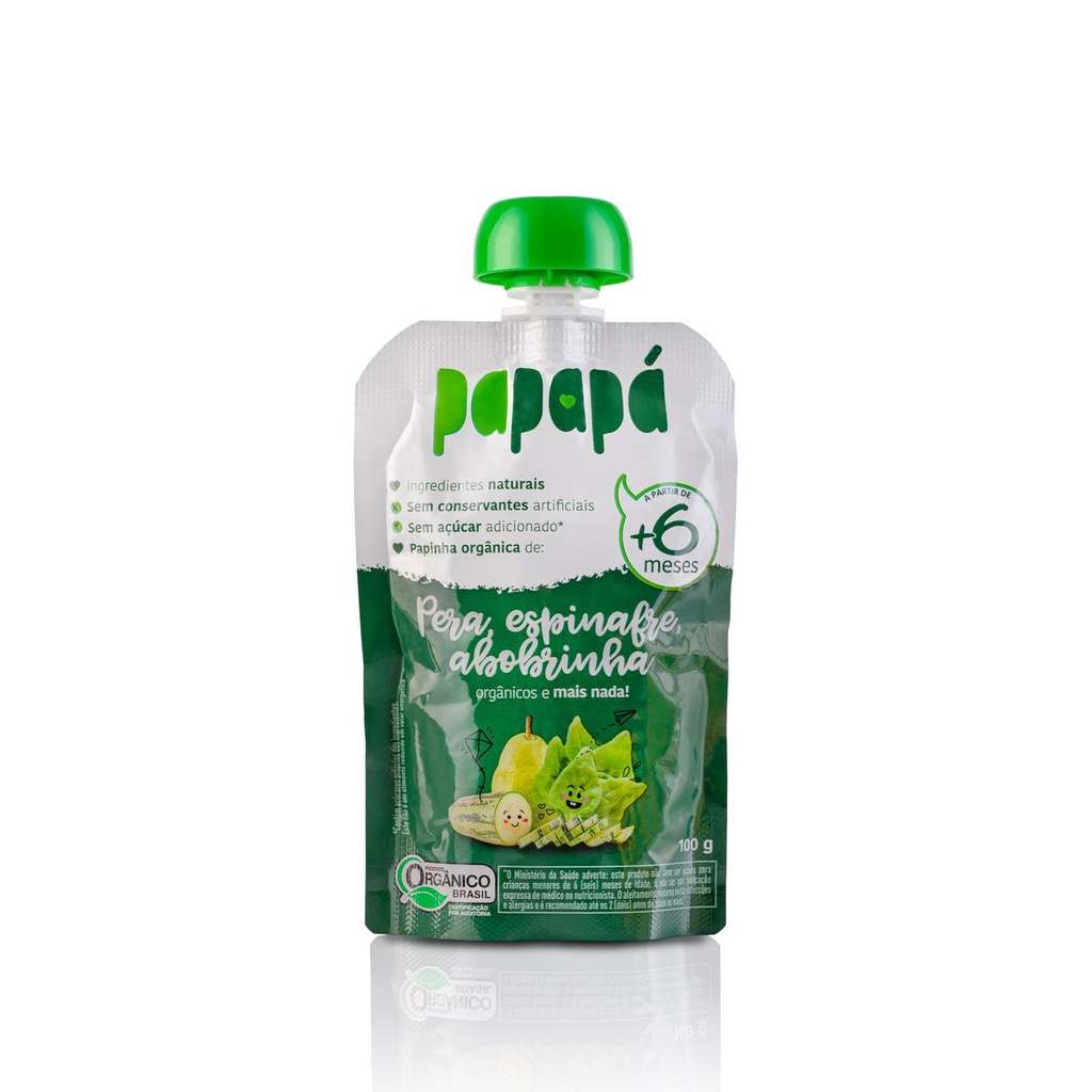 Papinha Papapá Orgânica Pera Espinafre Abobrinha 100g