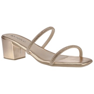 Sandália Salto Bloco Feminina Médio Tamanco Strass Brilho em Oferta na Shopee