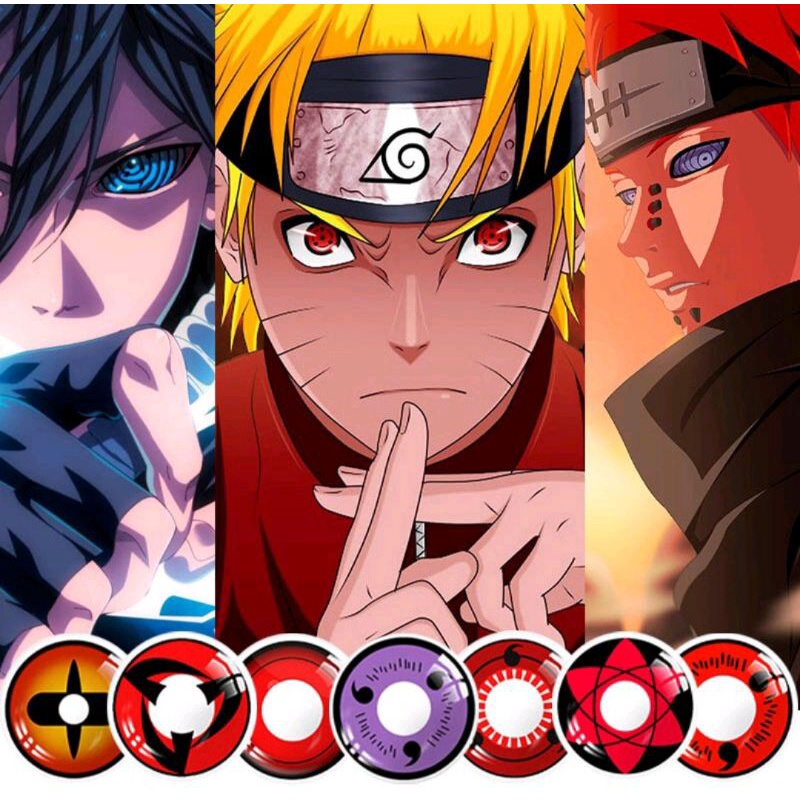 1 Par de Lente Contato Naruto Shippuden / Saske / Obito / Madara / Kakashi / Naruto Sasuke Sharingan Cosplay Halloween
