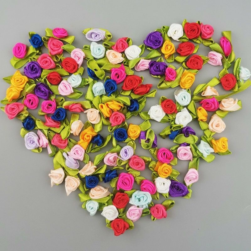 100 Pcs Mini Laços De Fita De Cetim Rosa Flor Artesanato Apliques De Casamento Costura Diy em Oferta na Shopee