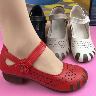 Summer New Soft Sole Salto Baixo Alto Conforto Casual Sandálias Femininas Suaves PU Artificial