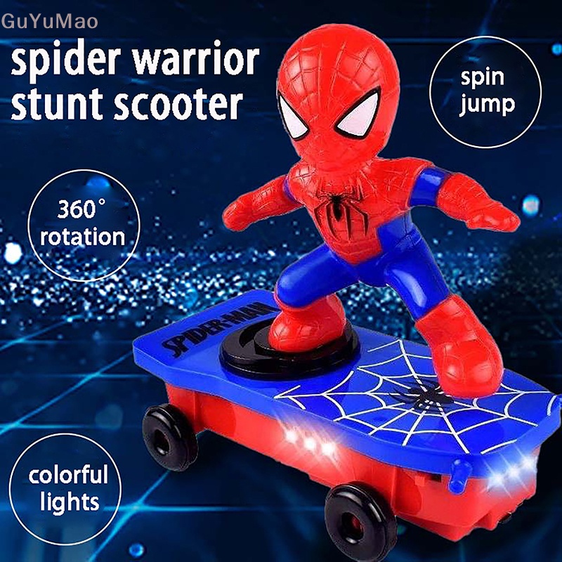 (gGUYU) Novos Brinquedos Homem-Aranha Skate Automático De Rotação Flip De Música Elétrica Scooters De Natal Acousto-optic Car BR