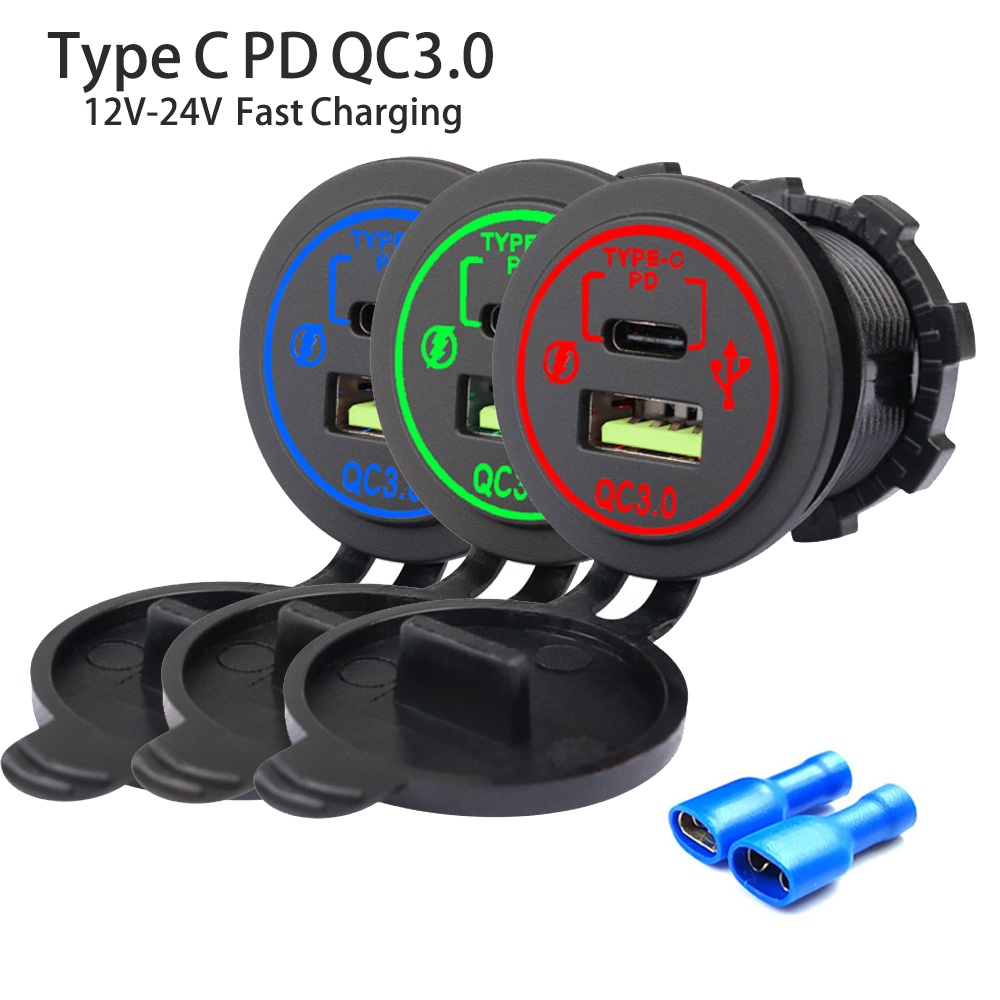 Novo Carregador USB Para Carro QC3.0 PD Tipo C De Isqueiro Rápido De 12V/24V À Prova D'água