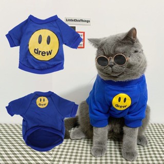 Camisa De Suor Para Gato Da Moda Sorridente Roupas Impressas Animais De Estimação Pullover Cães Pequenos Gatos Primavera Outono Garfield Gatinhos Mascotes Esportivos