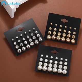36Pairs/Set Conjunto De Brincos De Pérola Simples Brinco De Bola De Prata Dourada Para Jóias Femininas Acessórios