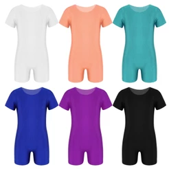Yeahdor Crianças Meninos Meninas Manga Curta Cor Sólida Elástico Ballet Dança Ginástica Collant Macacão Unitard