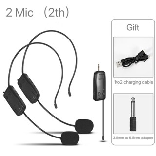 2.4G Conjunto De Microfones Sem Fio Lavalier Montado Na Cabeça Transmissor Com Receptor Para Amplificador Guia Turístico De Ensino De Alto-Falantes De Voz
