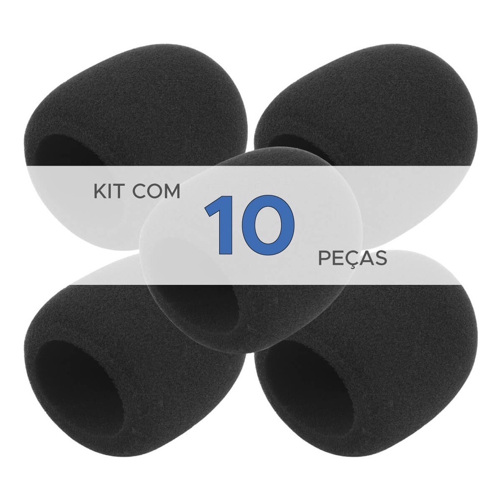 10x Espuma Externa Anti Puff P/ Microfones Com Fio E Sem Fio