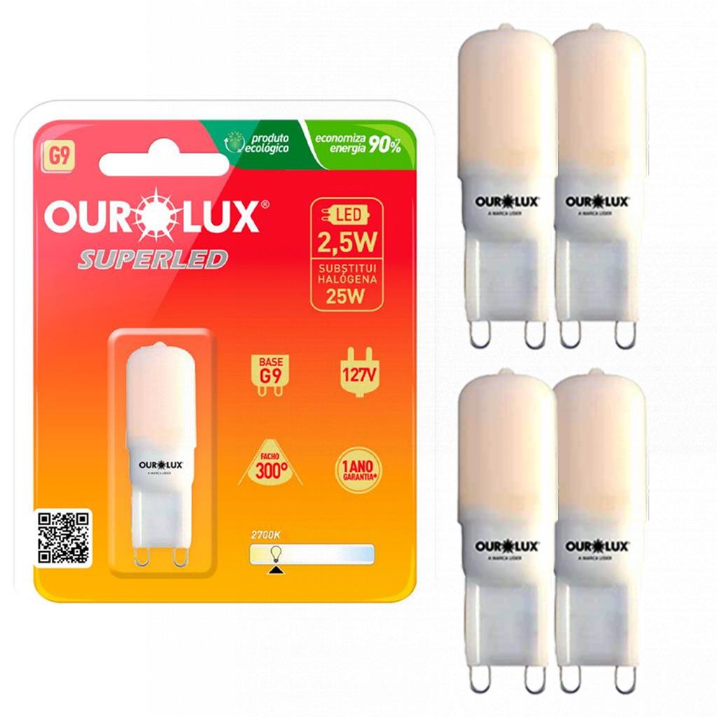 Kit 4 Lampadas Led Bipino G9 2,5W Fosca 127V 2700K Amarela em Oferta na Shopee