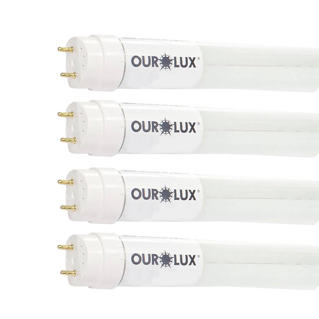 Kit 4 Lâmpadas Led Tubular T8 18W Bivolt Luz Neutra 4000K Ourolux em Oferta na Shopee