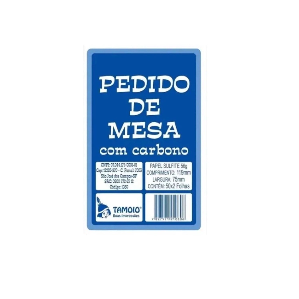 Bloco Pedido De Mesa Kit 20 C/ Carbono Para Comércio 2 Vias
