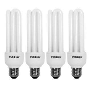 Kit 4 Lampadas Fluorescente 3U 11W 127V E27 2700K Amarela