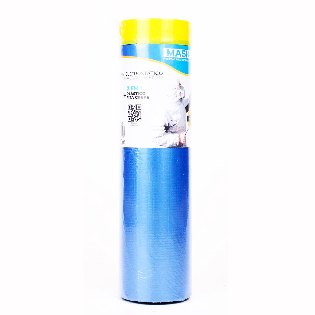 Filme Plástico Azul MaskPro com Fita Crepe para Mascaramento  - 1,2mts X 20mts