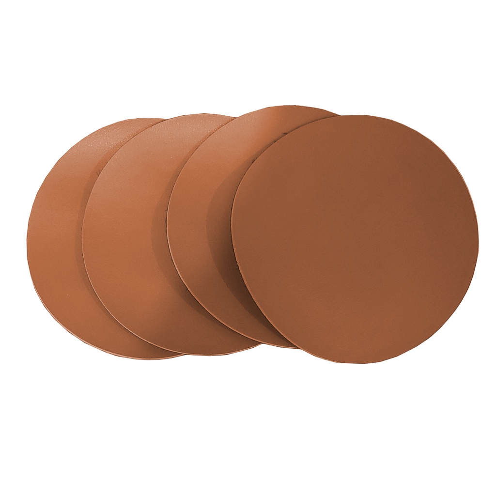 Conjunto de Porta Copo Redondo em Couro Sintético Caramelo em Oferta na Shopee