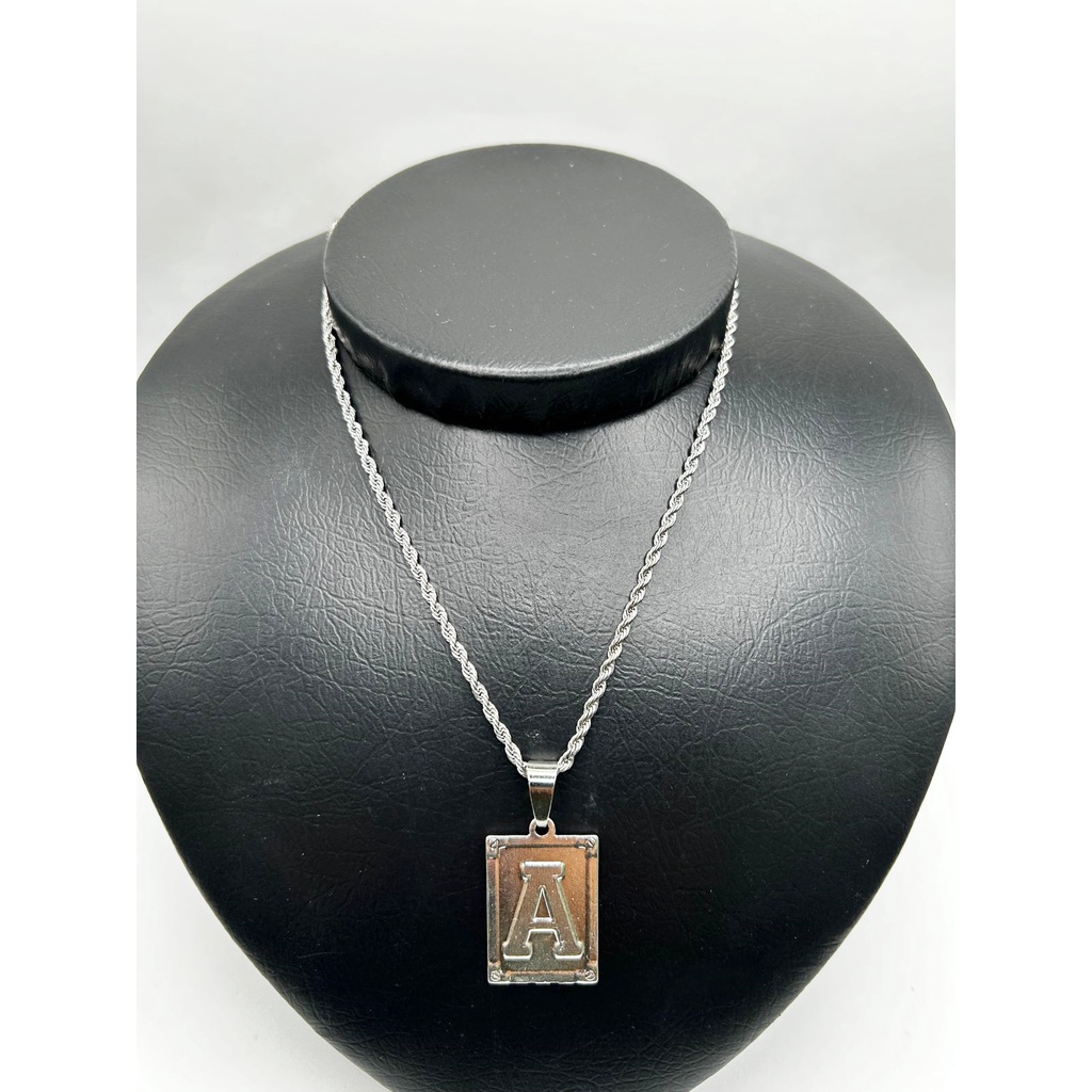 Colar Corrente Torcida 60cm De Aço Inox Com Pingente De Letra A-Z Banhado A Folheado Prata Colar Simples Para Mulheres em Oferta na Shopee