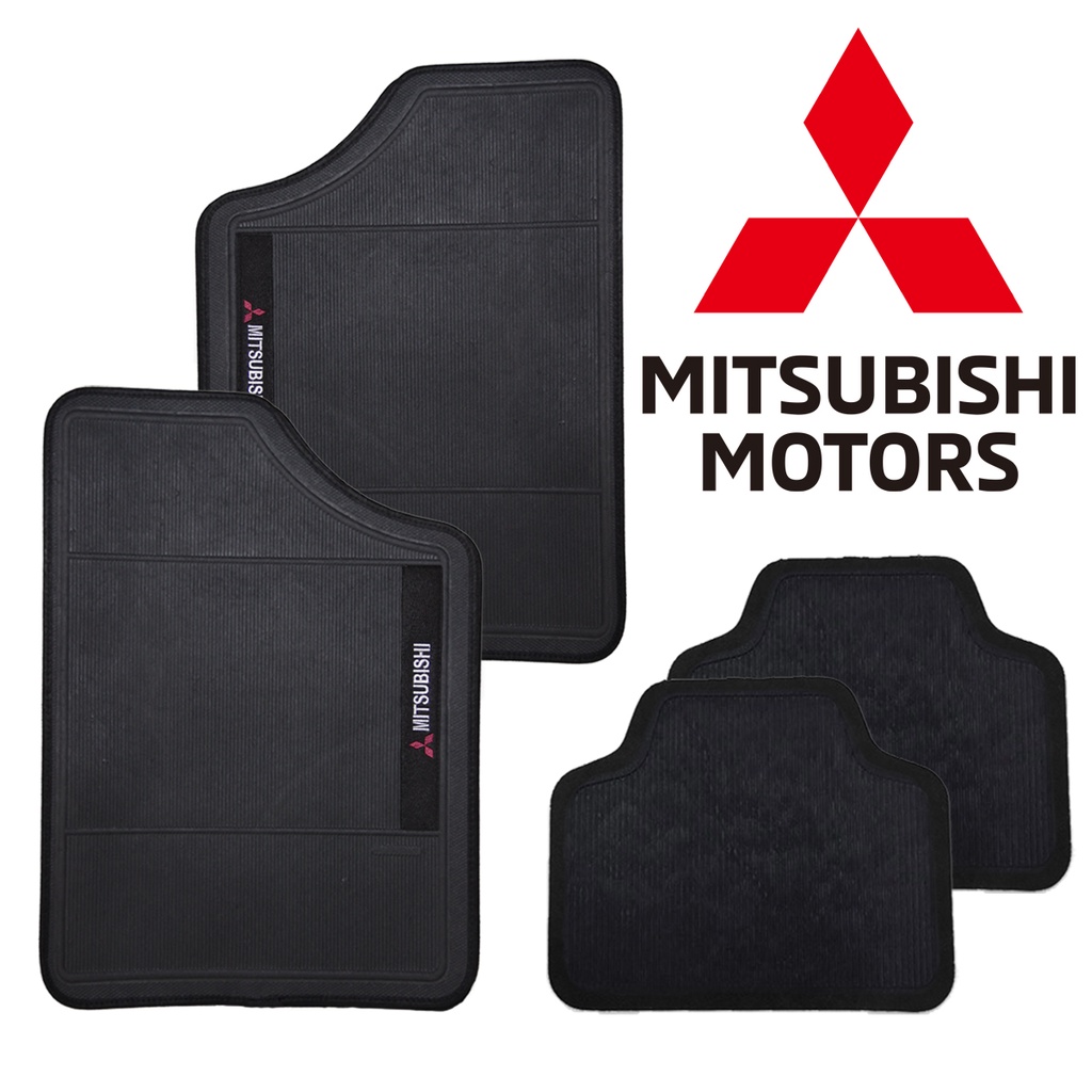 Kit 4 Tapete Automotivo Preto Mitsubishi Bordado Emborrachado Carro - Universal - Spare Parts and Accessories for Vehicles