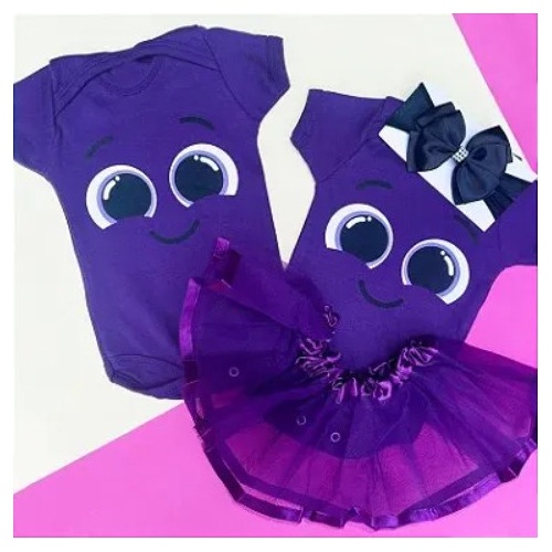 Body Bolo Fofo Roxo Menina Laço + Saia Temático Mesversario