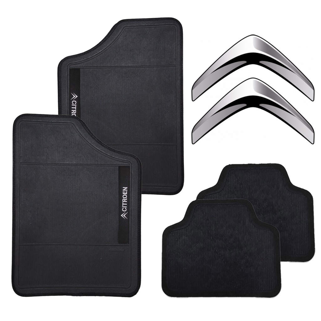 Tapete Automotivo 4 Peças Citroen Personalizado Bordado Para Carro Borracha Emborrachado Carpete - Spare Parts and Accessories for Vehicles