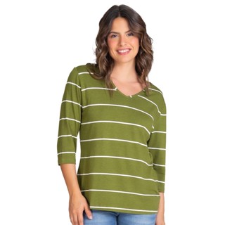 Blusa Manga 3/4 Listrada Infinita Cor Verde