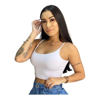 Blusa Feminina Cropped Alcinha Top Suplex Promoção Blogueira Basico