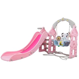 Playground Infantil Com Balanço Escorregador Criança Cesta e Bola de Basquete 3 Em 1 Rosa Importway