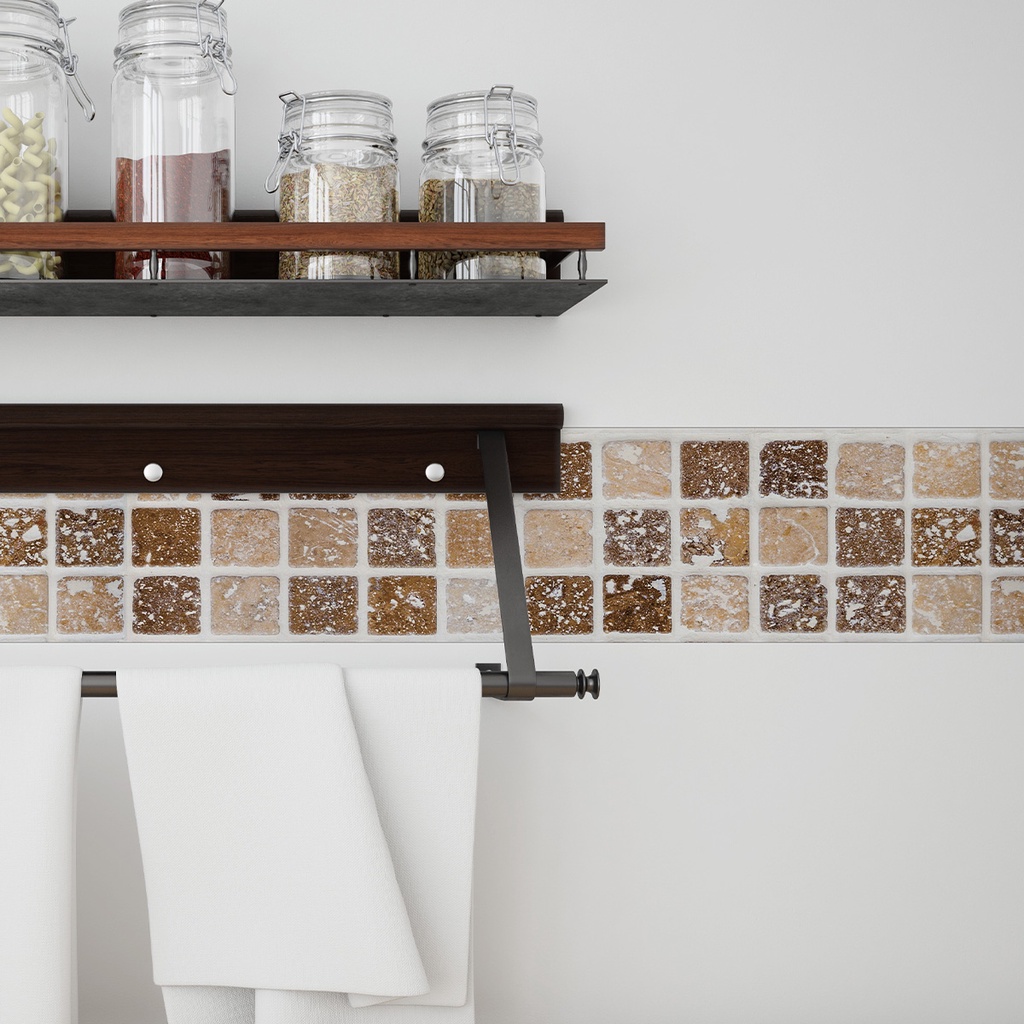 Faixa Adesiva para Cozinha Banheiro Pastilha Azulejo Pedra Mosaico Geométrico Autocolante Marrom 10M