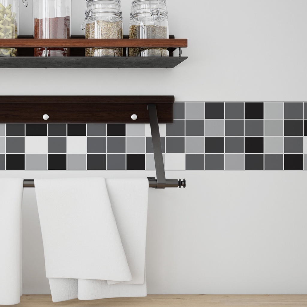 Faixa Adesiva Cozinha Banheiro Pastilha Tons Cinza Azulejo Geométrico Autocolante Vinílico 10m em Oferta na Shopee