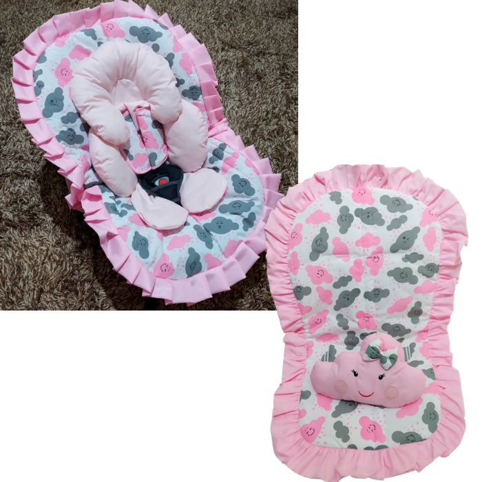 Kit 1x Capa de Bebê Conforto + 1x Capa de Carrinho + Apoio para Bebê  + Jogo de Cinto