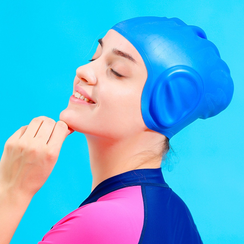 Touca De Natação Impermeável De Silicone Para Adultos Com Proteção Homens E Mulheres Orelha Sólida