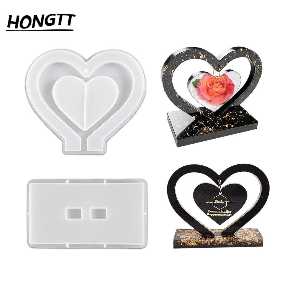 Molde De Resina Epóxi De Cristal De Bricolagem Silicone Com Foto De Amor