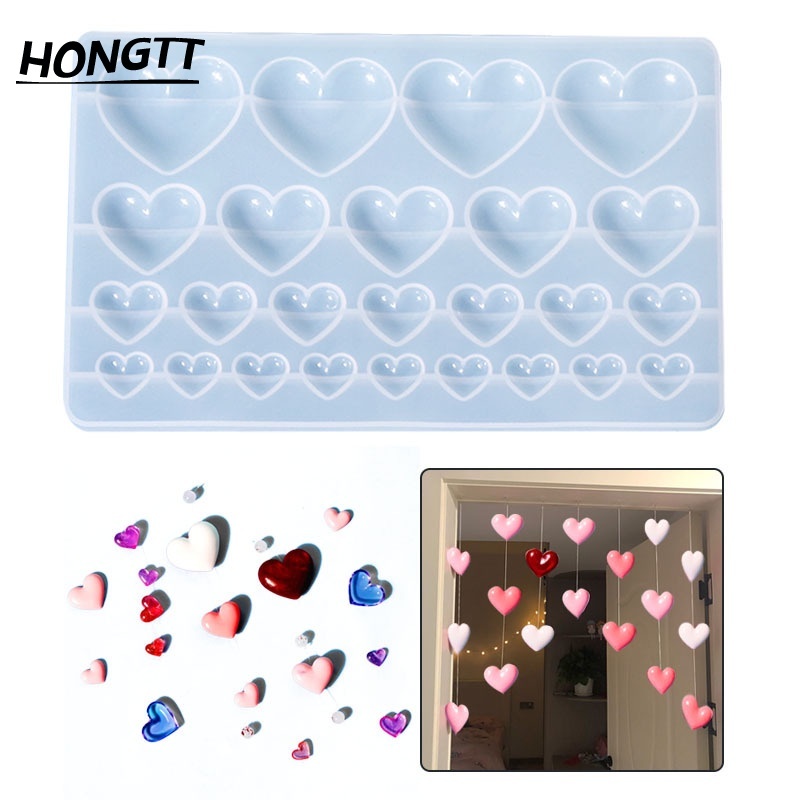 Molde De Resina Epóxi De Cristal De Bricolage 25 Furos Pingente De Amor Silicone Para em Oferta na Shopee