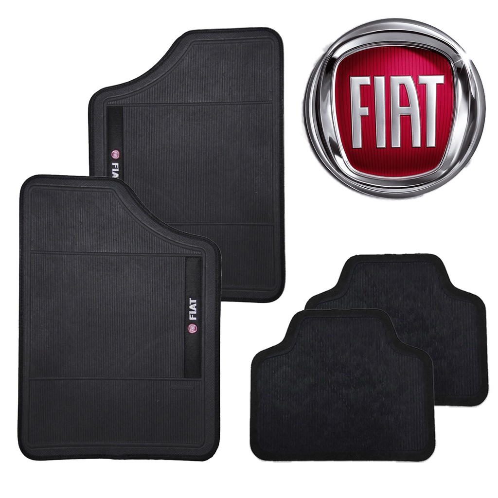Conjunto de Tapete Automotivo Preto Personalizado 4 Peças Fiat em Oferta na Shopee