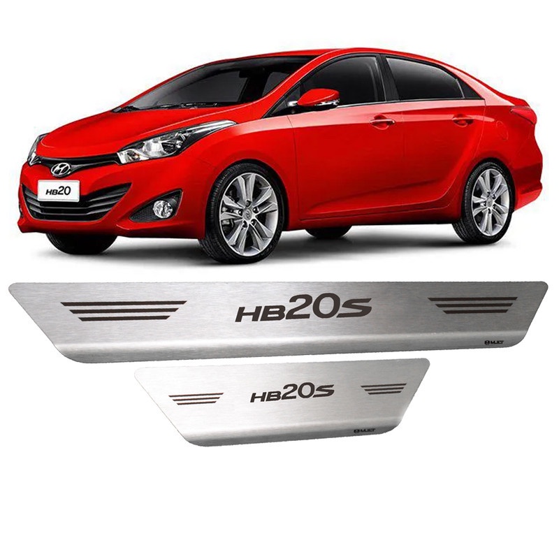 Soleira Aço Inox Escovado Gravado Laser Hyundai HB20 Sedan em Oferta na Shopee