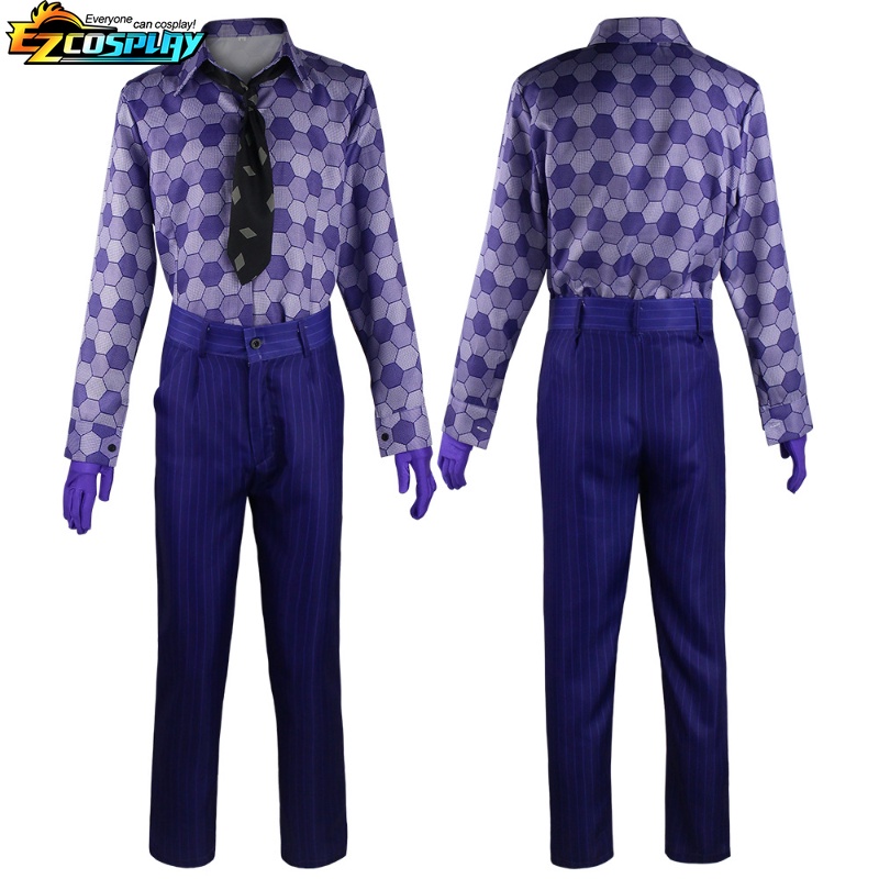 Fantasia roxa de palha?o para adultos, conjunto completo para festas e Halloween. — imagem 2 de 2
