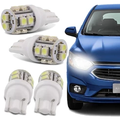 Par 2 Lâmpadas Automotivas Led T10 Pingo 12v Volts 10 Leds 6000k SMD1210 Branca p/ Carro