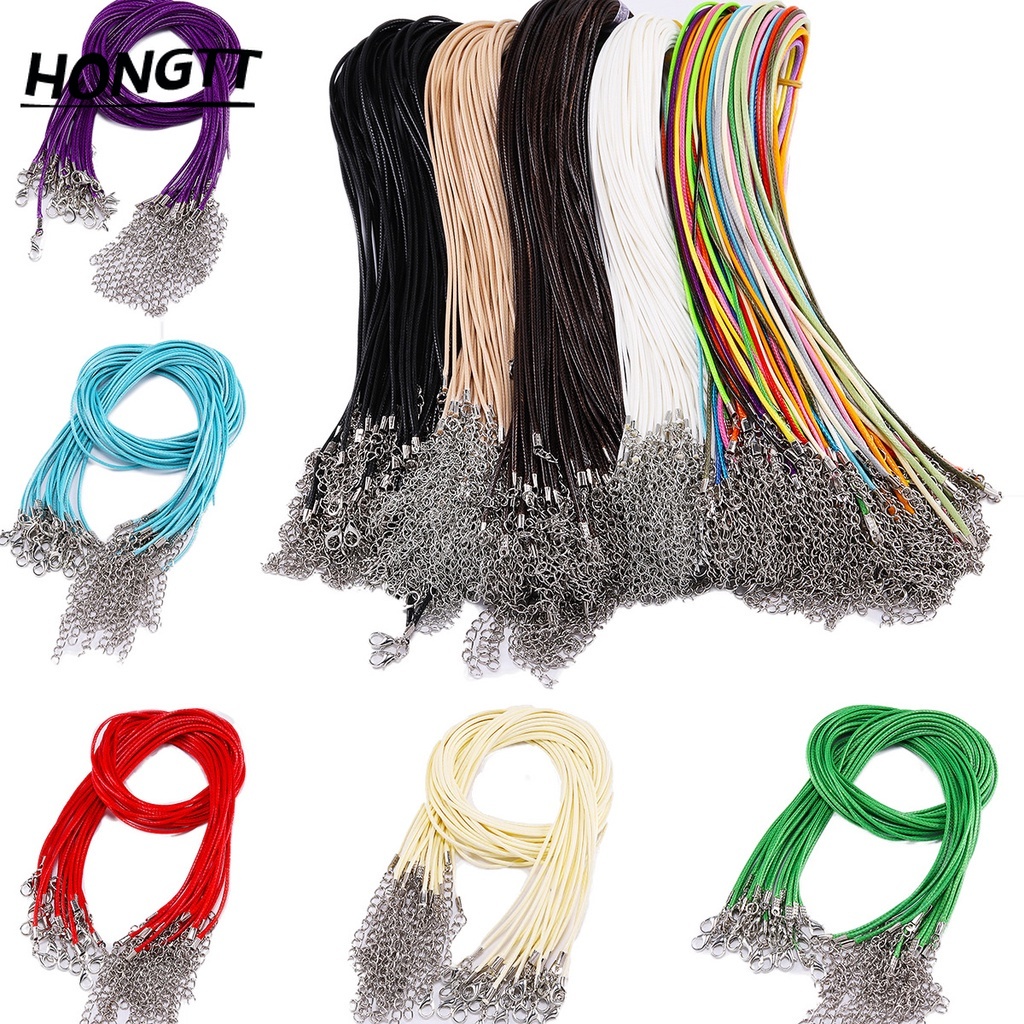 10 Pcs 45 + 5 Cm Fio Pulseira Corda De Couro Gargantilha Colar Cadeia Pingente Para Fazer Jóias Suprimentos Materiais